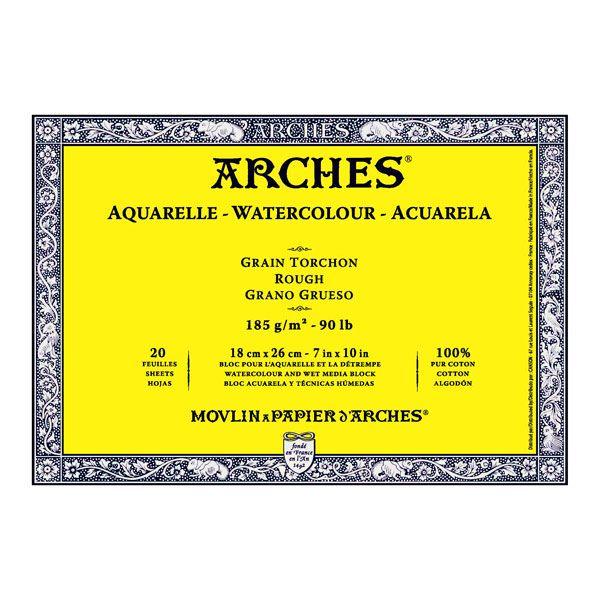 ARCHES BLOCS COLLES 4 CÔTES BLOC ARCHES COLLE 4 COTES 20 FEUILLES 185G GRAIN TORCHON BLANC NATUREL