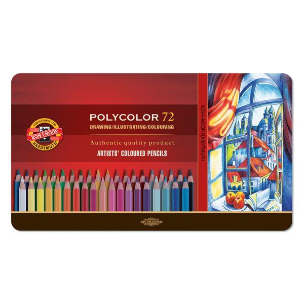 coffret métal 72 crayons de couleur polycolor - denis beaux arts