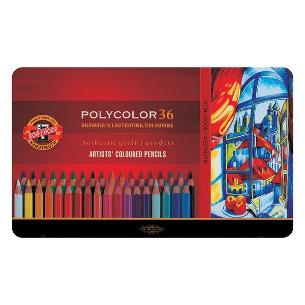 coffret métal 36 crayons de couleur polycolor - denis beaux arts