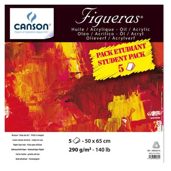 FIGUERAS MANIPACK 8 FEUILLES + 2 GRATUITES 50 X 65 290G GRAIN TOILE BLANC