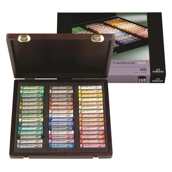 COFFRET BOIS PASTELS REMBRANDT TRADITIONAL 45 L