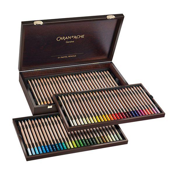 COFFRET BOIS DE 84 CRAYONS PASTEL EXTRA FINS