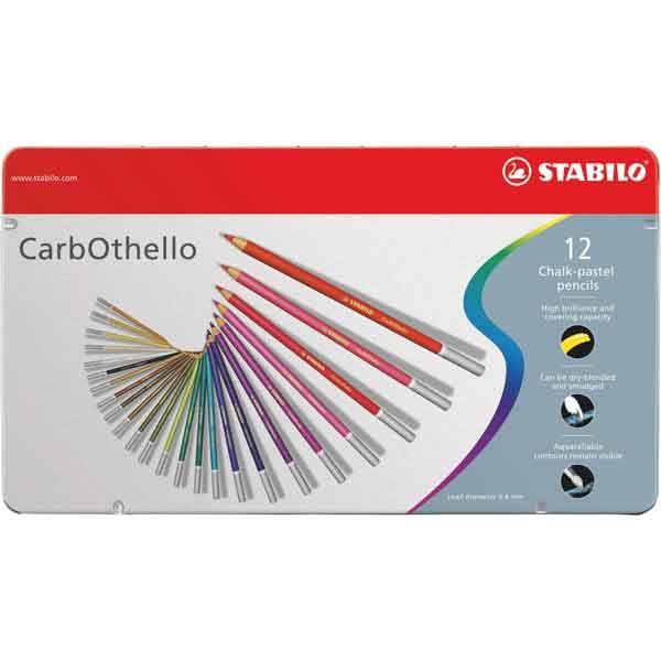 BOITE METAL 12 CRAYONS PASTEL STABILO CARBOTHELLO