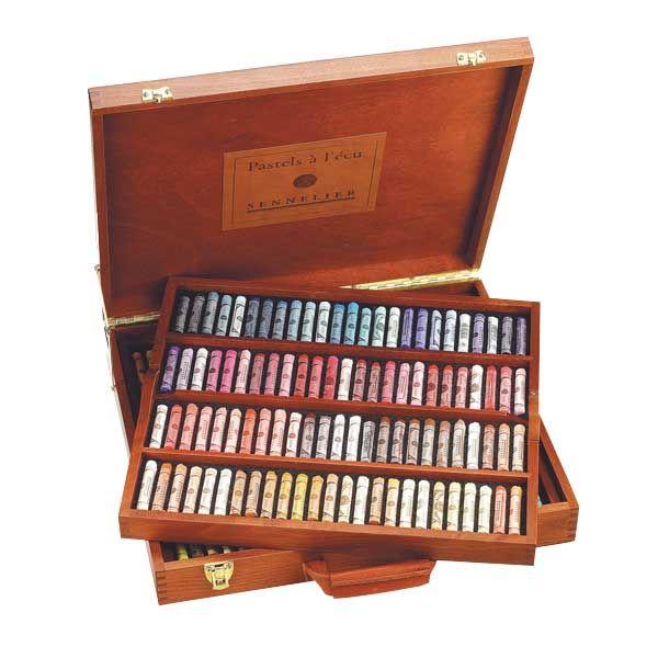 COFFRET BOIS GARNI 175 PASTELS A L ECU